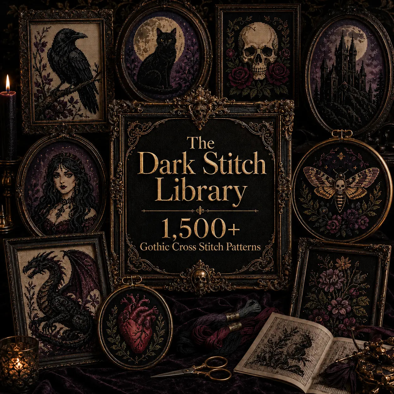 1,500+ Dark Gothic Cross Stitch Patterns